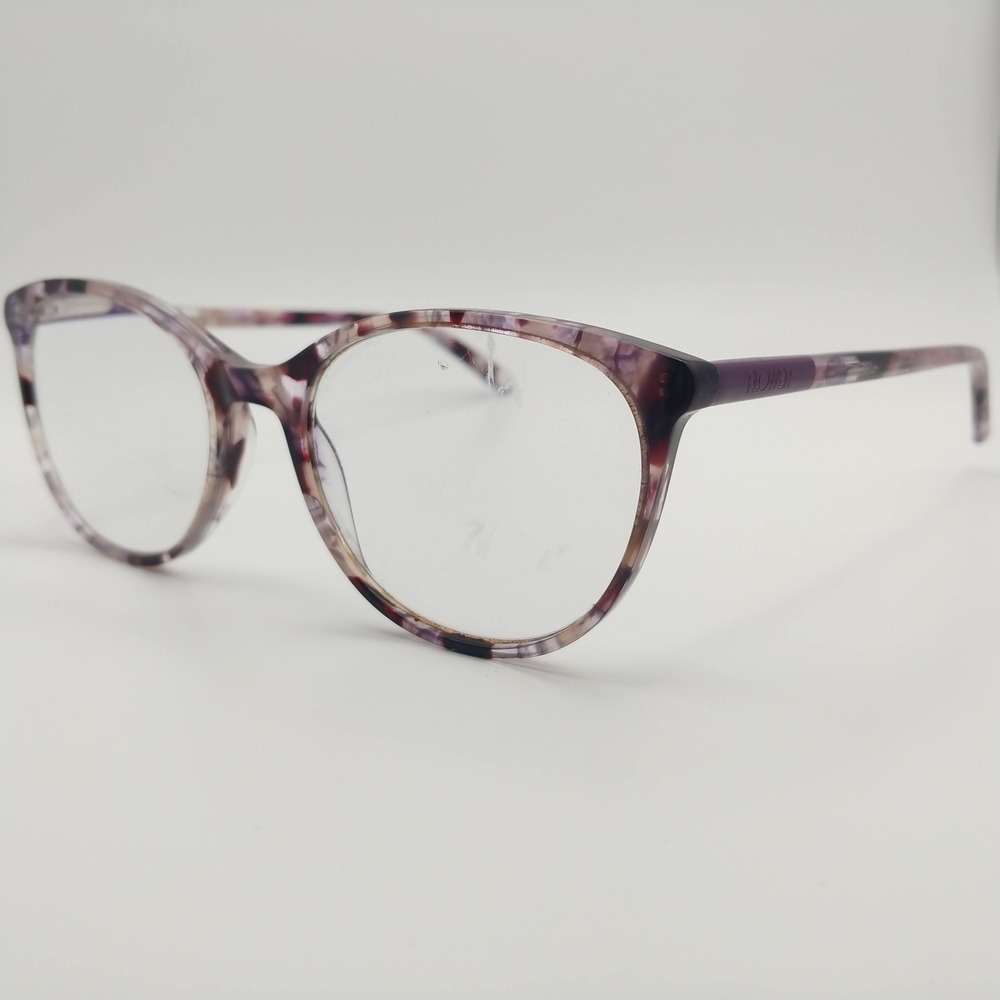 Flower Eyeglass Frames Women 53-18-140 Purple Marble Tortoise 6052 518 Cat Eye